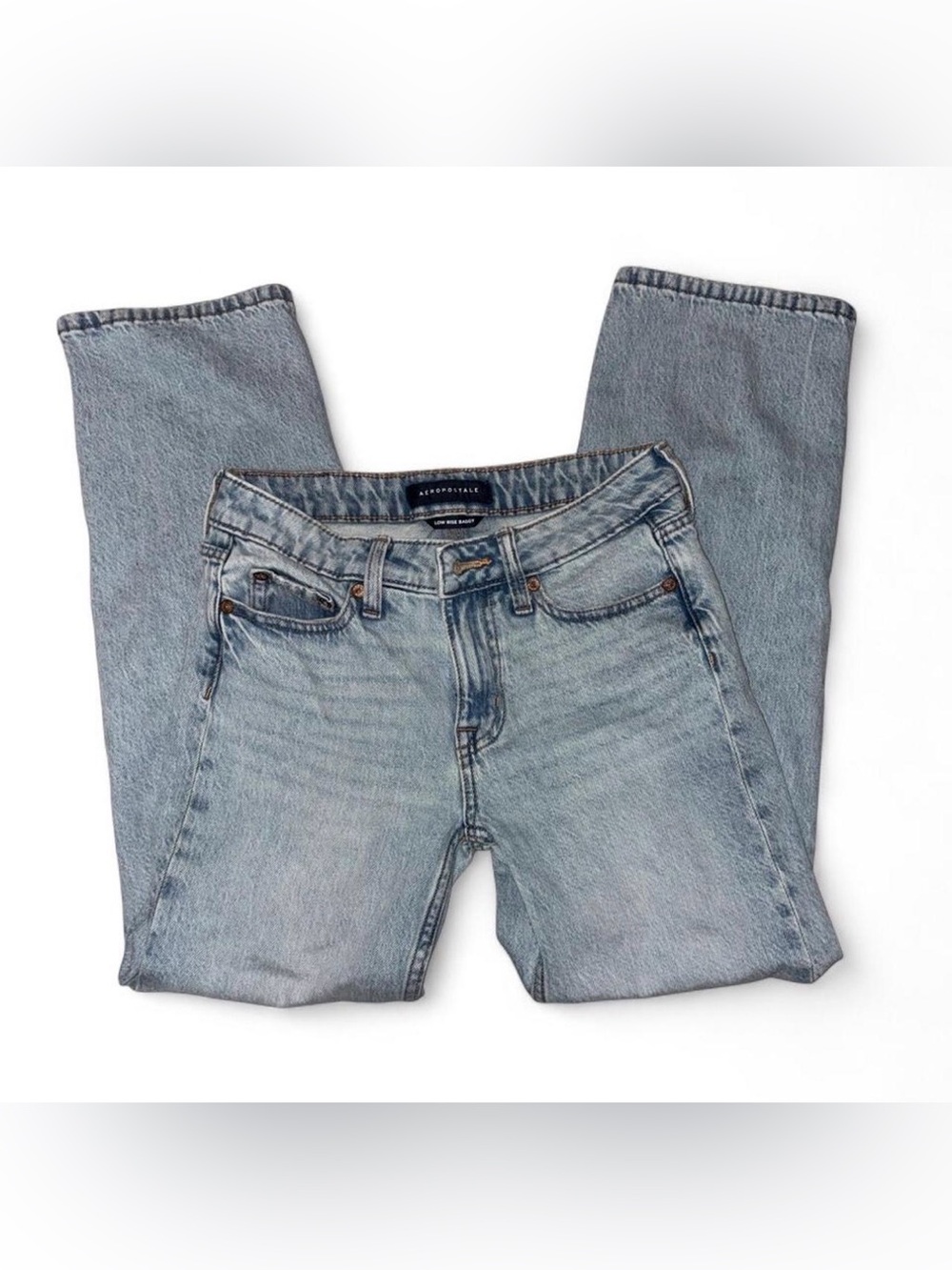 Aeropostale Washed Light Blue Straight Leg Jeans